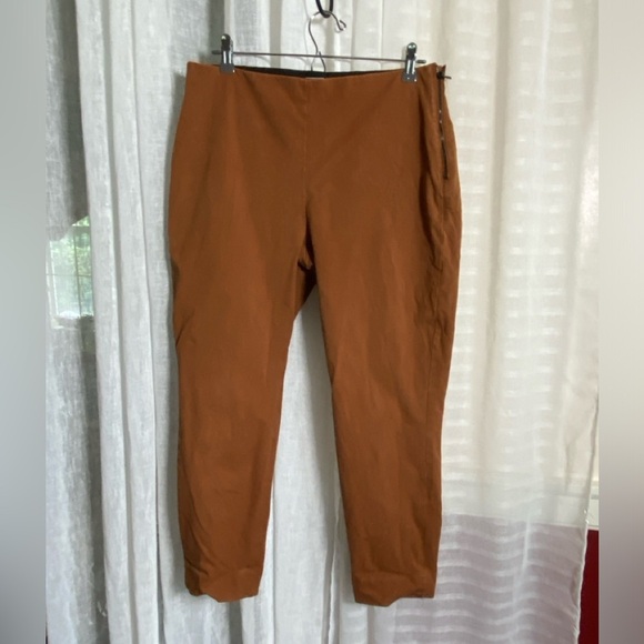Everlane Bi-Stretch Work Pant Size 14 Brown Side Zip EUC Mid Rise Slim Leg - Picture 1 of 12